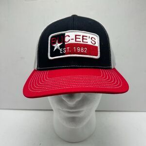 Buc-ees Hat Mens Trucker Black Red White Adjustable Mesh Snapback‎ Est. 1982